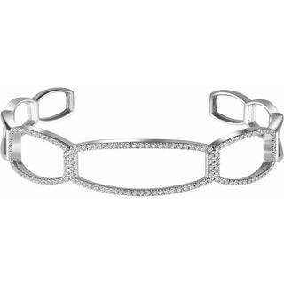 14K White 3/4 CTW Natural Diamond Cuff 6 1/4" Bracelet