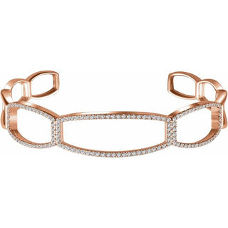 14K Rose 3/4 CTW Natural Diamond Cuff 6 1/4" Bracelet