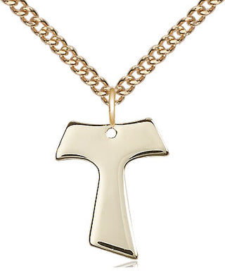 14kt Gold Filled Tau Cross Medal Religious Jewelry