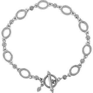 14K White Granulated Link 7 1/2" Bracelet