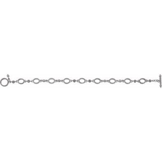 14K White Granulated Link 7 1/2" Bracelet