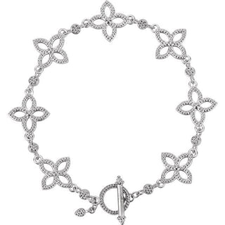 14K White Floral 7 1/2" Bracelet