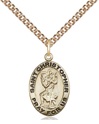 14kt Gold Filled Saint Christopher Medal Religious Jewelry Engraved Catholic Saint Jewelry