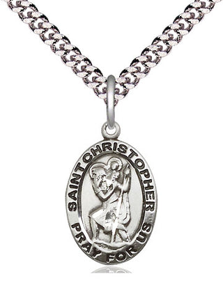 Pewter Saint Christopher Medal Religious Jewelry Engraved Catholic Saint Jewelry