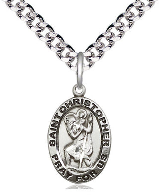 Pewter Saint Christopher Medal Religious Jewelry Engraved Catholic Saint Jewelry