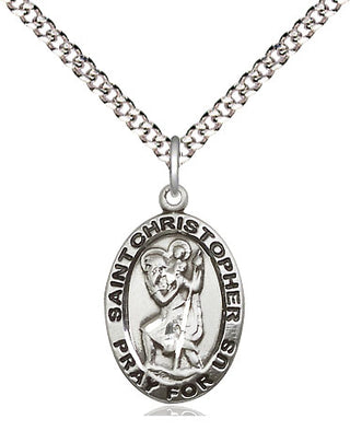 Pewter Saint Christopher Medal Religious Jewelry Engraved Catholic Saint Jewelry
