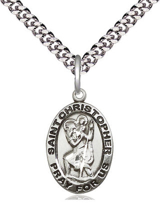Pewter Saint Christopher Medal Religious Jewelry Engraved Catholic Saint Jewelry