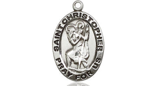 Sterling Silver Saint Christopher Medal Religious Jewelry Engraved Catholic Saint Jewelry