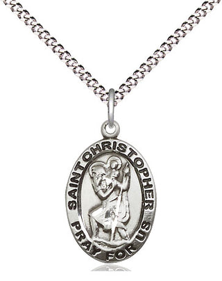 Sterling Silver Saint Christopher Medal Religious Jewelry Engraved Catholic Saint Jewelry