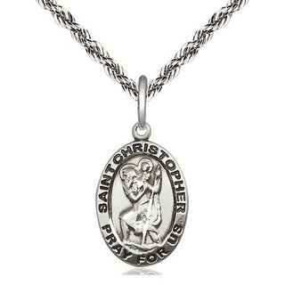 Sterling Silver Saint Christopher Medal Religious Jewelry Engraved Catholic Saint Jewelry