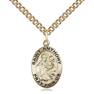 14kt Gold Saint Anthony of Padua Medal Engraved Catholic Saint Jewelry