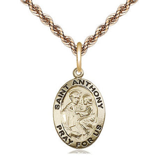 14kt Gold Saint Anthony of Padua Medal Engraved Catholic Saint Jewelry