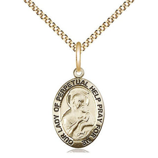 14kt Gold Filled Our Lady of Perpetual Help Medal Religious Jewelry Engraved Catholic Saint Jewelry