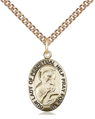 14kt Gold Filled Our Lady of Perpetual Help Medal Religious Jewelry Engraved Catholic Saint Jewelry