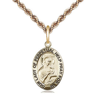 14kt Gold Filled Our Lady of Perpetual Help Medal Religious Jewelry Engraved Catholic Saint Jewelry