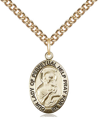 14kt Gold Our Lady of Perpetual Help Medal Engraved Catholic Saint Jewelry