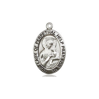 Sterling Silver Our Lady of Perpetual Help Medal Religious Jewelry Engraved Catholic Saint Jewelry