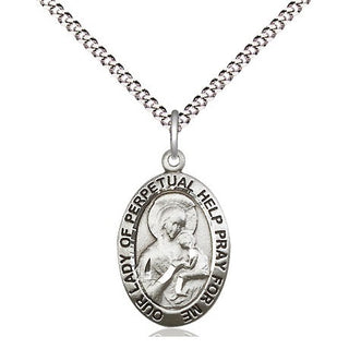 Sterling Silver Our Lady of Perpetual Help Medal Religious Jewelry Engraved Catholic Saint Jewelry