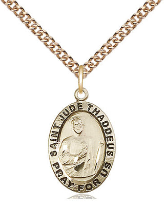 14kt Gold Saint Jude Medal Engraved Catholic Saint Jewelry