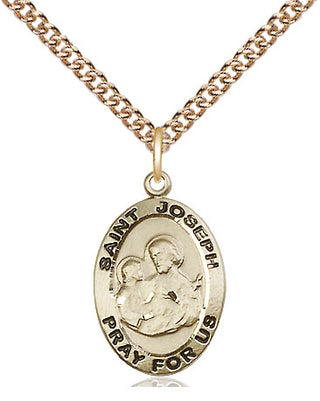 14kt Gold Filled Saint Joseph Medal Religious Jewelry Engraved Catholic Saint Jewelry