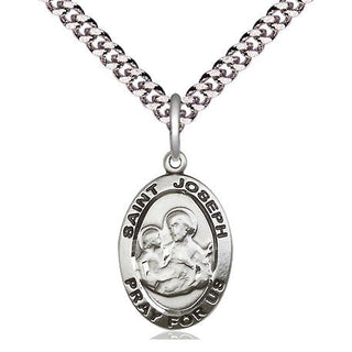 Pewter Saint Joseph Medal Religious Jewelry Engraved Catholic Saint Jewelry