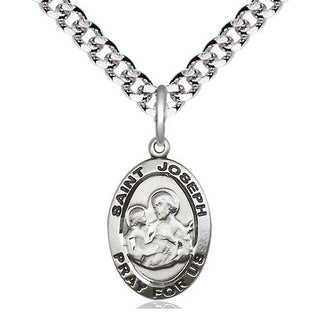 Pewter Saint Joseph Medal Religious Jewelry Engraved Catholic Saint Jewelry