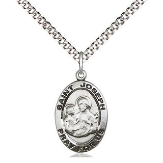 Pewter Saint Joseph Medal Religious Jewelry Engraved Catholic Saint Jewelry
