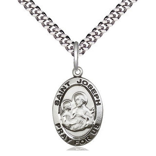 Pewter Saint Joseph Medal Religious Jewelry Engraved Catholic Saint Jewelry