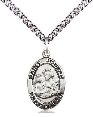 Sterling Silver Saint Joseph Medal Religious Jewelry Engraved Catholic Saint Jewelry