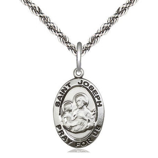 Sterling Silver Saint Joseph Medal Religious Jewelry Engraved Catholic Saint Jewelry