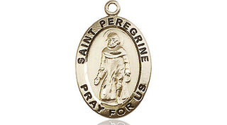 14kt Gold Saint Peregrine Medal Engraved Catholic Saint Jewelry