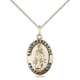 14kt Gold Saint Peregrine Medal Engraved Catholic Saint Jewelry