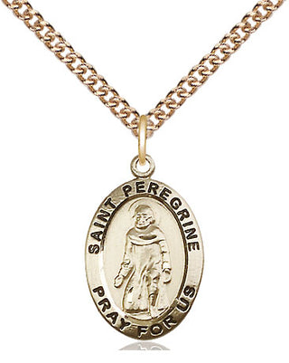 14kt Gold Saint Peregrine Medal Engraved Catholic Saint Jewelry