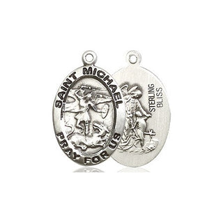 Sterling Silver Saint Michael the Archangel Medal Religious Jewelry Engraved Catholic Saint Jewelry