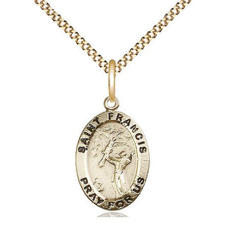 14kt Gold Filled Saint Francis of Assisi Medal Religious Jewelry Engraved Catholic Saint Jewelry