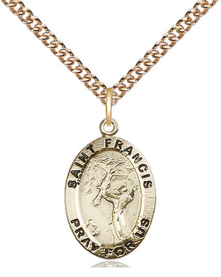 14kt Gold Filled Saint Francis of Assisi Medal Religious Jewelry Engraved Catholic Saint Jewelry