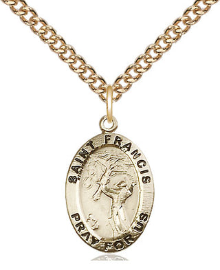 14kt Gold Filled Saint Francis of Assisi Medal Religious Jewelry Engraved Catholic Saint Jewelry