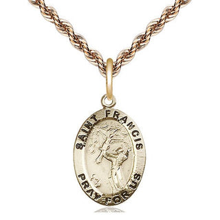 14kt Gold Filled Saint Francis of Assisi Medal Religious Jewelry Engraved Catholic Saint Jewelry