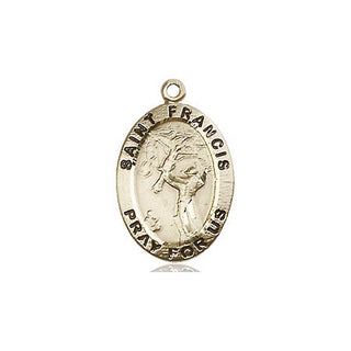 14kt Gold Saint Francis of Assisi Medal Engraved Catholic Saint Jewelry
