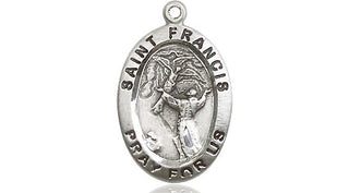 Sterling Silver Saint Francis of Assisi Medal Religious Jewelry Engraved Catholic Saint Jewelry