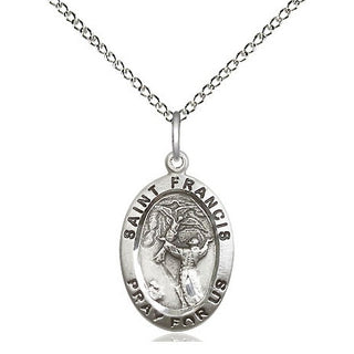 Sterling Silver Saint Francis of Assisi Medal Religious Jewelry Engraved Catholic Saint Jewelry