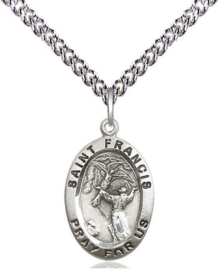 Sterling Silver Saint Francis of Assisi Medal Religious Jewelry Engraved Catholic Saint Jewelry