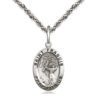 Sterling Silver Saint Francis of Assisi Medal Religious Jewelry Engraved Catholic Saint Jewelry