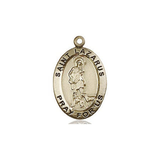 14kt Gold Filled Saint Lazarus Medal Engraved Catholic Saint Jewelry