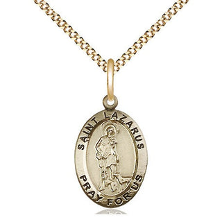 14kt Gold Filled Saint Lazarus Medal Religious Jewelry Engraved Catholic Saint Jewelry