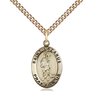 14kt Gold Filled Saint Lazarus Medal Religious Jewelry Engraved Catholic Saint Jewelry