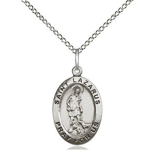 Sterling Silver Saint Lazarus Medal Religious Jewelry Engraved Catholic Saint Jewelry