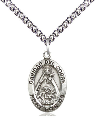 Sterling Silver Caridad del Cobre Medal Religious Jewelry Engraved Catholic Saint Jewelry