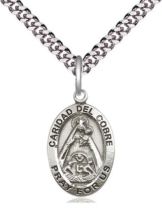 Sterling Silver Caridad del Cobre Medal Religious Jewelry Engraved Catholic Saint Jewelry