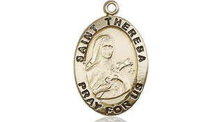 14kt Gold Filled Saint Theresa Medal Engraved Catholic Saint Jewelry